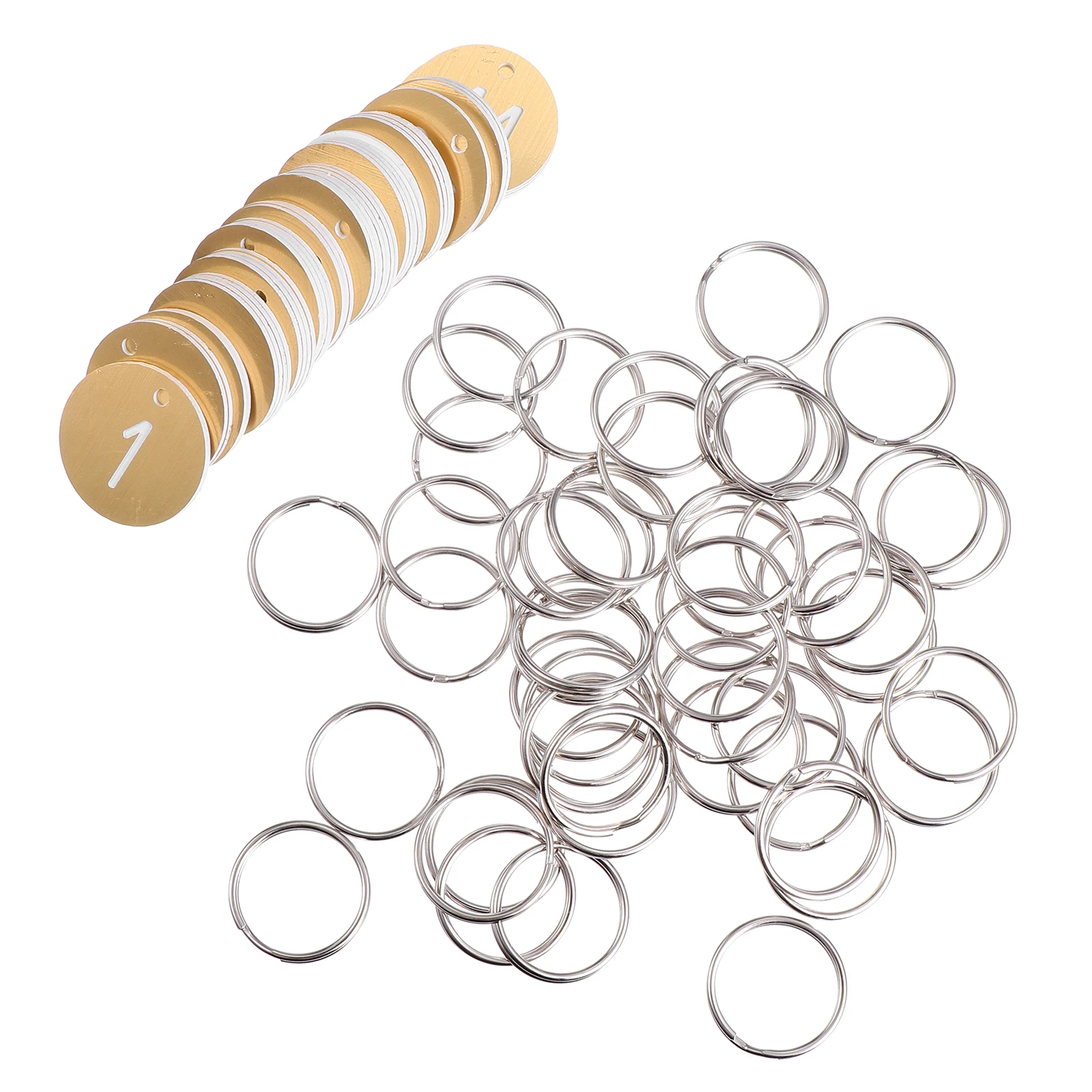 

50pcs Plate Plastic Engraved Tags Round Id Key Rings Locker Round Numbered Tag Labels Table Numbers Travel Accessories