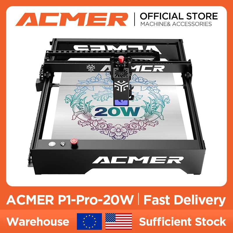 

ACMER P1 Pro 20W Laser Engraver With 20W Laser Head Blue Laser Engraving Cutting Machine Woodworking Tools CNC Router Machine