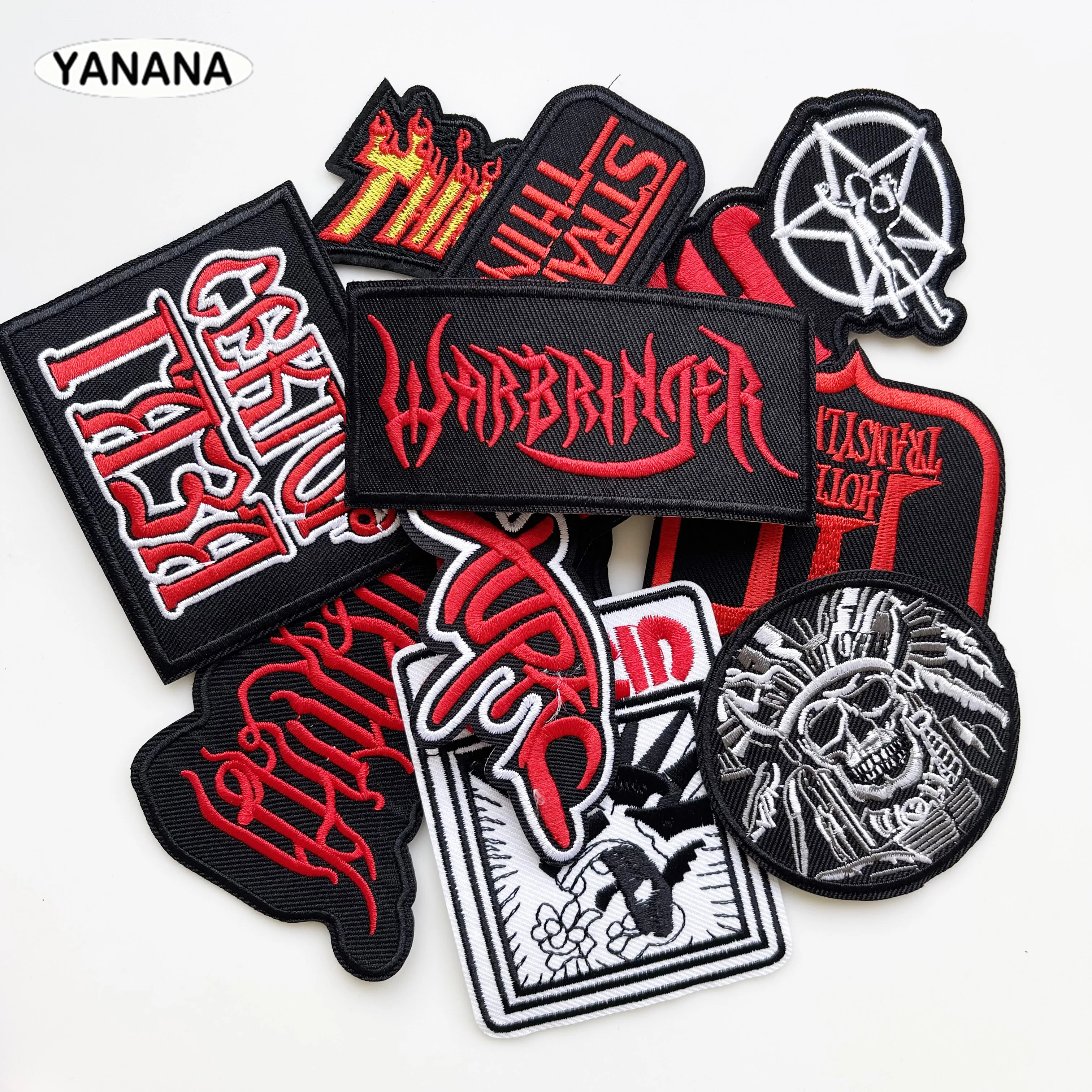 10 PCS/Lots  Music Rock/Band Patch Letter Iron On Patches Embroidered Sewing Decoration For Clothing Applique Heavy Metal DIY