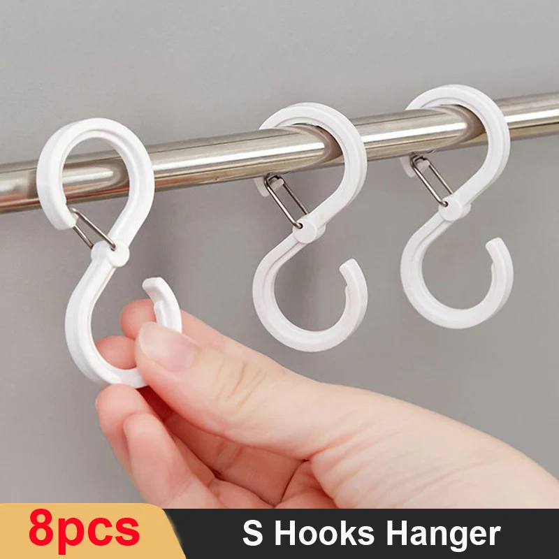 8pcs S Shaped Hook Hanger Hanging Hooks For Kitchen Hanger Railing Hooks Closet Hook Coat Hat Tie Hanging Storage Organizer Hook