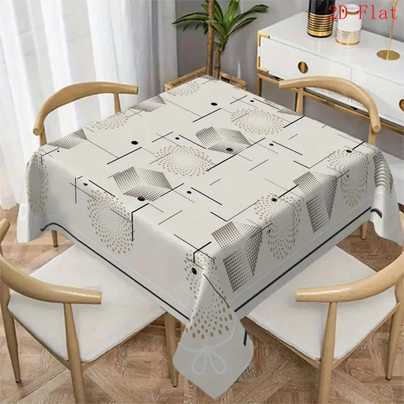 1PC 【2D flat banner】 Hexagonal and dot abstract printed polyester tableclothzyc