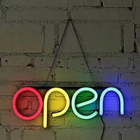 LED Open Neon Sign Night Light Ultra Bright Colorful Lighted Signs Open Business Illuminated Letter Colorful Lighted for Bar Pub