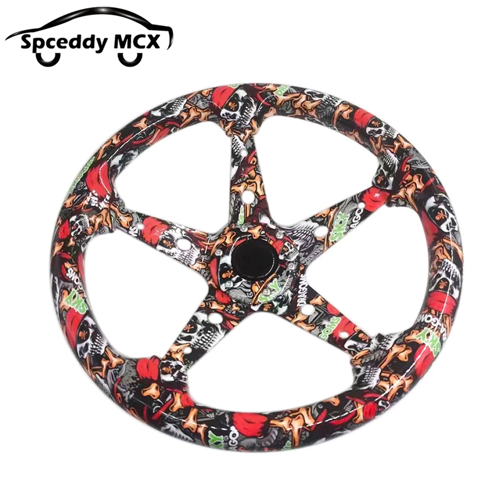 

Spceddy MCX Universal Acrylic 14inch 350mm Carbon Look Steering Wheel Car Sport Steering Wheel With 5 Spoke JDM Colorful Art