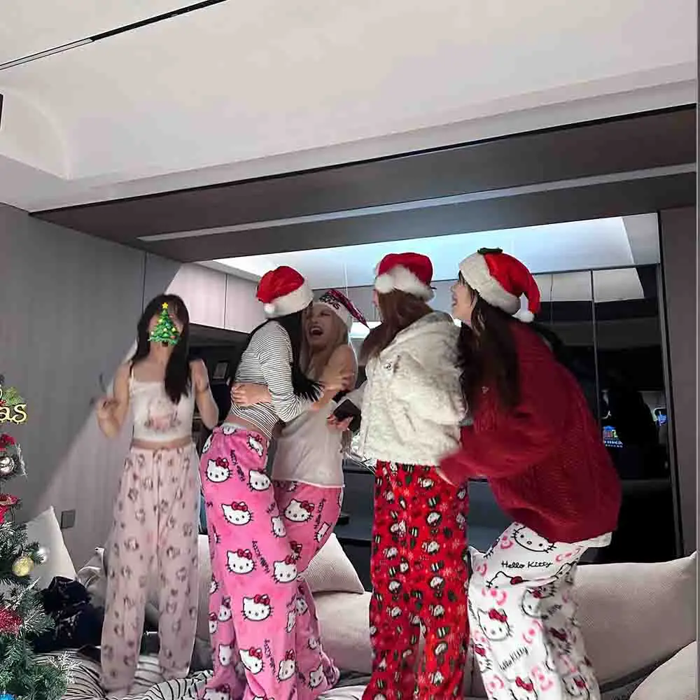 

Hot Selling Kawaii Hello Kitty Sleepwear Pants Anime Cute Home Sleepwear Pants Cartoon Couple Sleepwear Pants Casual Home Gifts