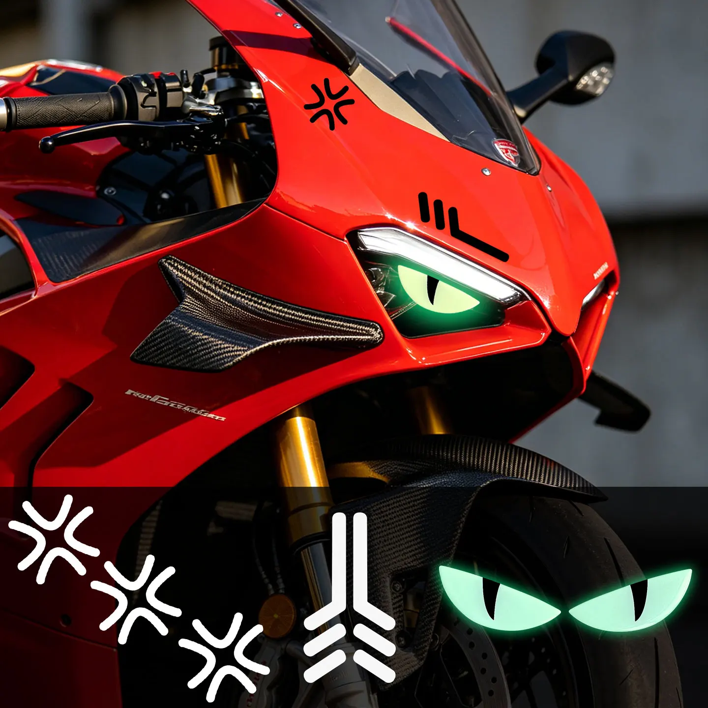 

3D Soft Glue Eyes Funny Expression Vinyl Stickers For Motorcycle MT R1 R6 400 650 CBR500R S1000RR 125 ADV Helmet Tank Fairing
