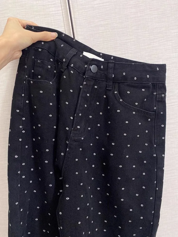 

Bla Polka Dot Men's Jeans Spring Design Casual Straight Leg Loose Wide Leg Comfortable Fit Youth Trendy High Street Sle