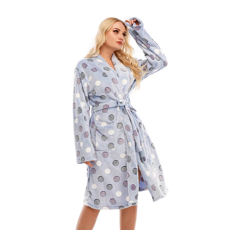 

Warm nightgown thickened double-sided flannel large size women's loungewear fashionable simple temperament elegant vacation styl