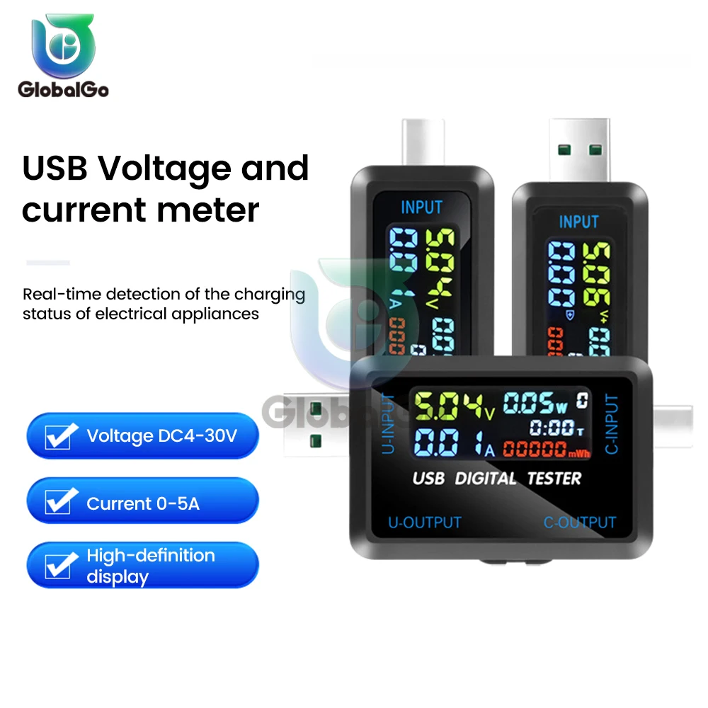 Voltage Meters Current Voltage Capacity Battery Tester USB Volt Current Voltage Doctor Charger Capacity Tester Meter Power Bank