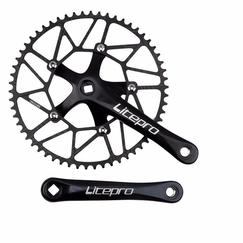 Litepro Bicycle Crankset Square Tip Crank For Folding Bike 130 Bcd Connecting Rods Bmx Candle Foot 1 Crown 46/48/50/52/54/56/58T