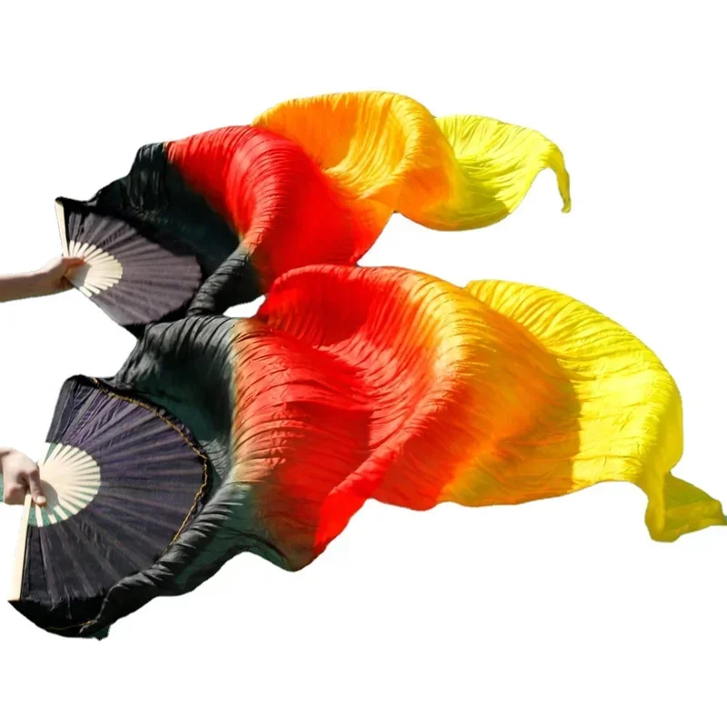 Высокое качество, 100% китайская шелковая вуаль, танцевальные фанаты, 1 пара, бамбуковые ребрышки для живота, длина 150/180 см, реквизит ручной работы MN1