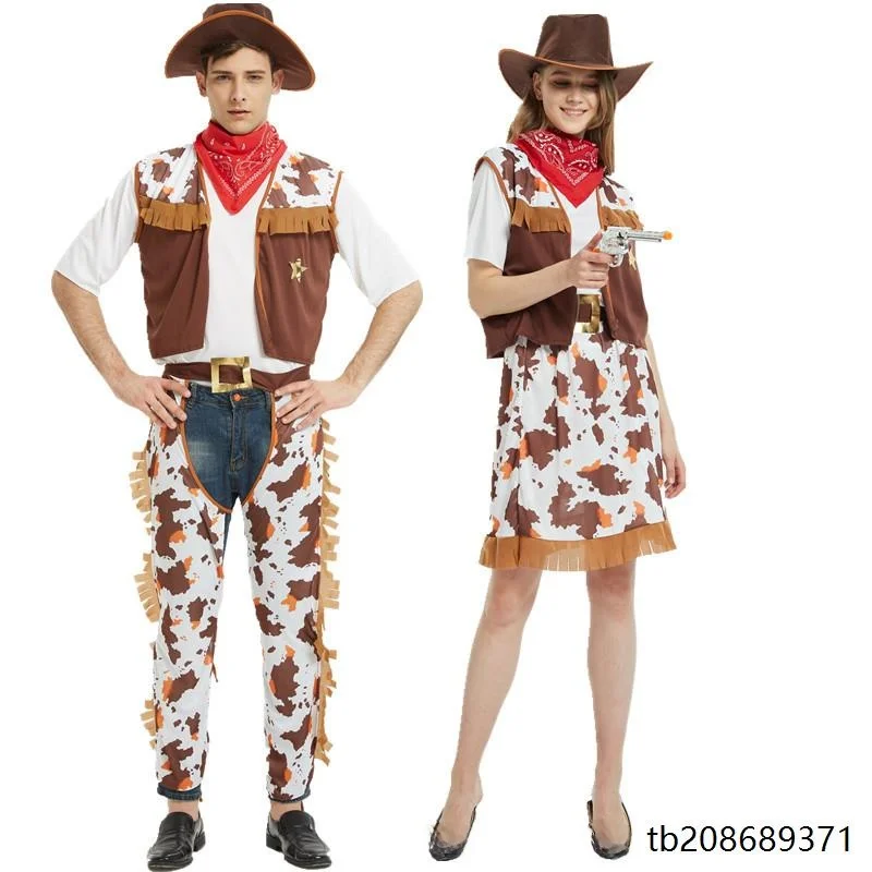 Fsia de Cowboy Ocidental para Adultos, Fsia de loween, Cosplay, Roupas para Apresentações e Performances de Palco