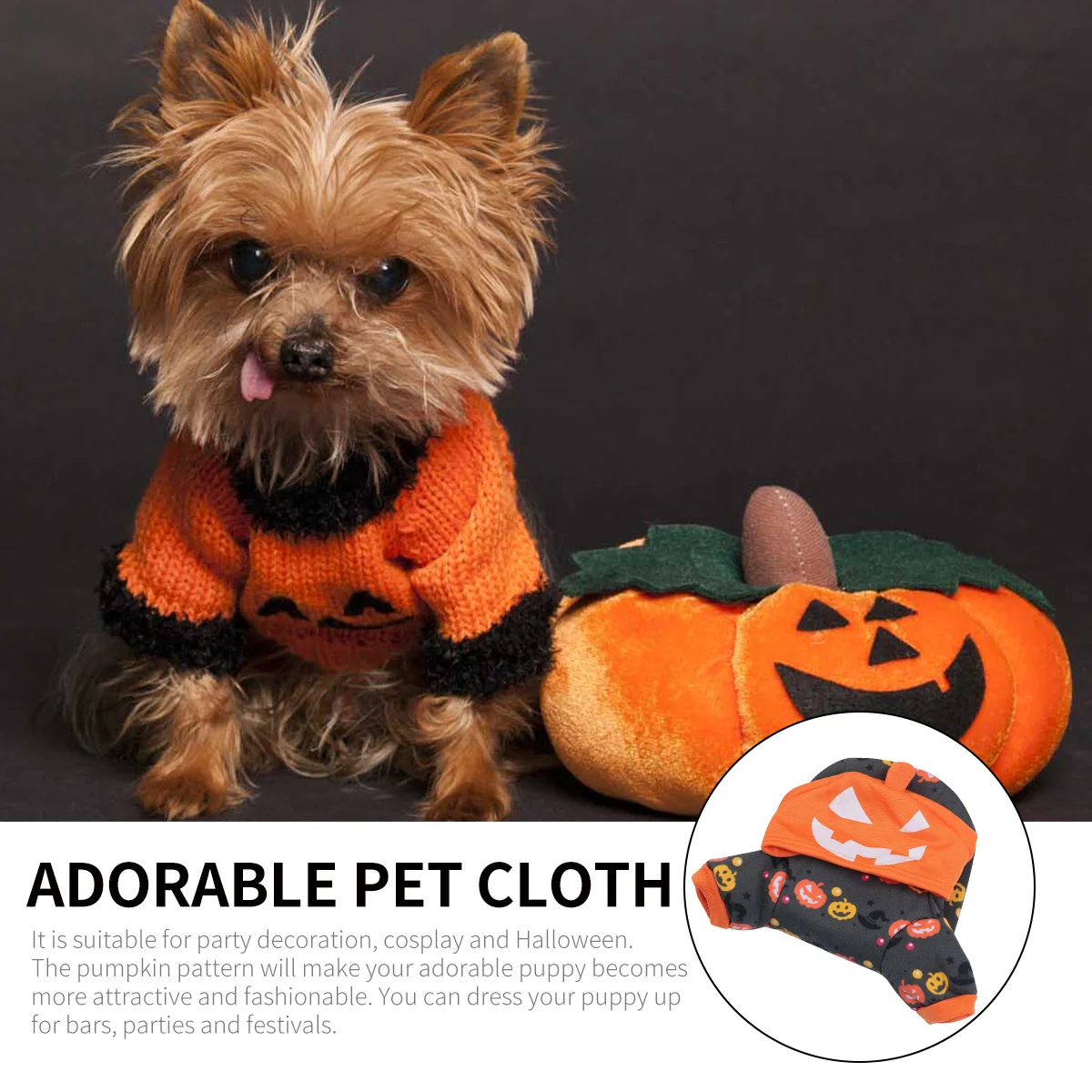 

Halloween Pumpkin Pet Clothes Thickened Warm Costume Adorable Puppy Clothes for Party Festival Cosplay Pet Costume