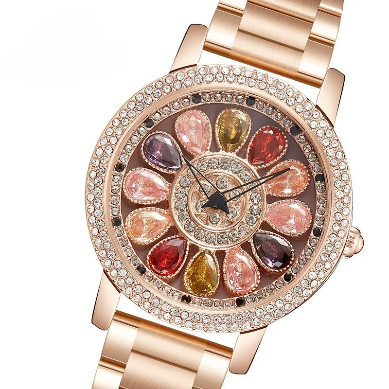 

Women's Fashion Quartz Watch 360 ° Time Comes and Turns Diamond Inlaid Dial Waterproof Female Creative Clock Wristwatches
