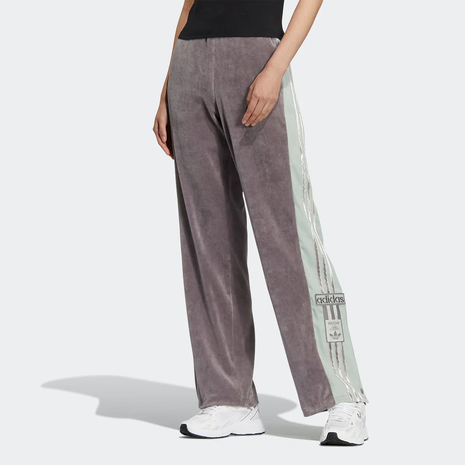 

Оригинальные женские повседневные спортивные брюки Adidas с тремя полосками, широкие, из вельвета, IC8126