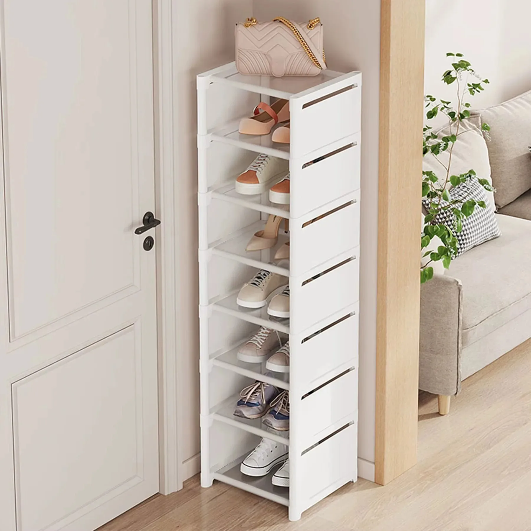 Stapelbarer Schuhregal-Organizer aus Vliesstoff, platzsparend, Aufbewahrung im Eingangsbereich/Schrank/Unterbett, Heimorganisation, einfache Montage – Detail 4