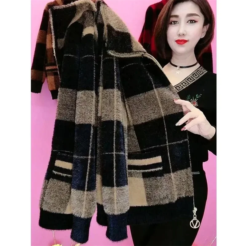 

Mink Velvet Coat Women's 2026 New Woolen Jacket Autumn Winter Outwear Middle-Aged Elderly Large Size 6XL Temperament Female Tops