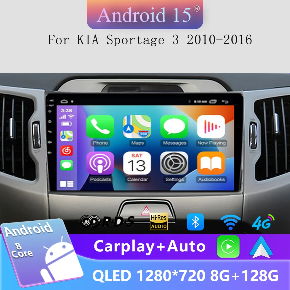 Android 15 Car radio For KIA Sportage 3 Sportage R 2010-2016 Android Carplay Multimedia Player Car stereo 4G wifi Qualcomm 2din