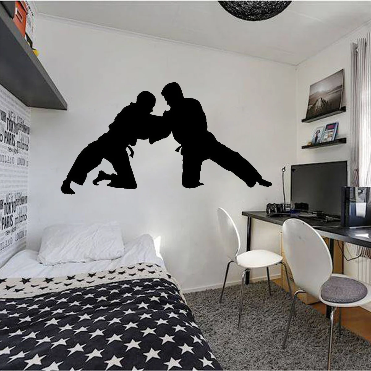 Judo Karate Wall Decal Jiu Jitsu Art Studio Decor Bedroom Vinyl Sticker for Boys Home Decoratioins Posters Wall Tattoo T148