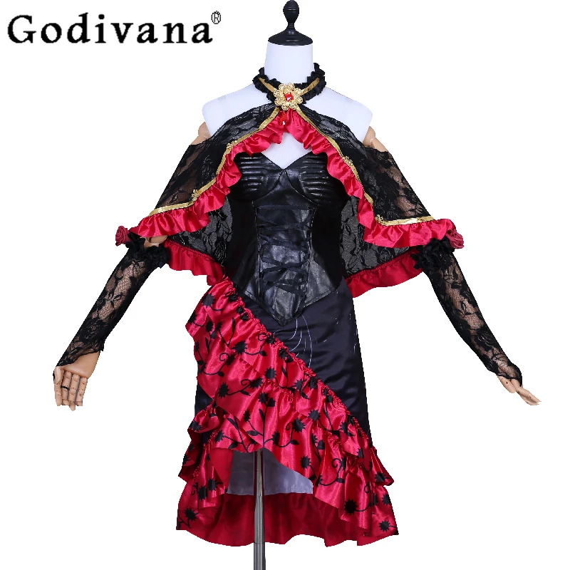 Juego Identity V, conjunto de vestido de Cosplay para mujer, disfraz de médico de Halloween, nuevo vestido femenino, traje de fiesta elegante negro y rojo