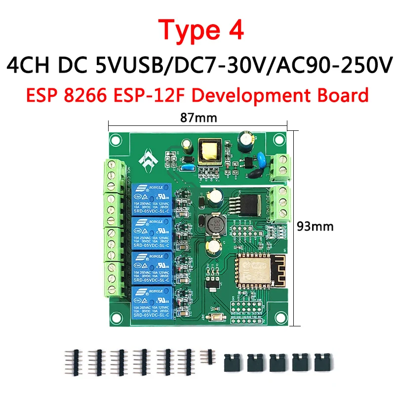 1 2 4 8 Channel ESP8266 WIFI DIY Arduin Tasmota Relay Module Switch ESP-12F Development Board  DC 5V 12V 24V 32V AC 110V 220V