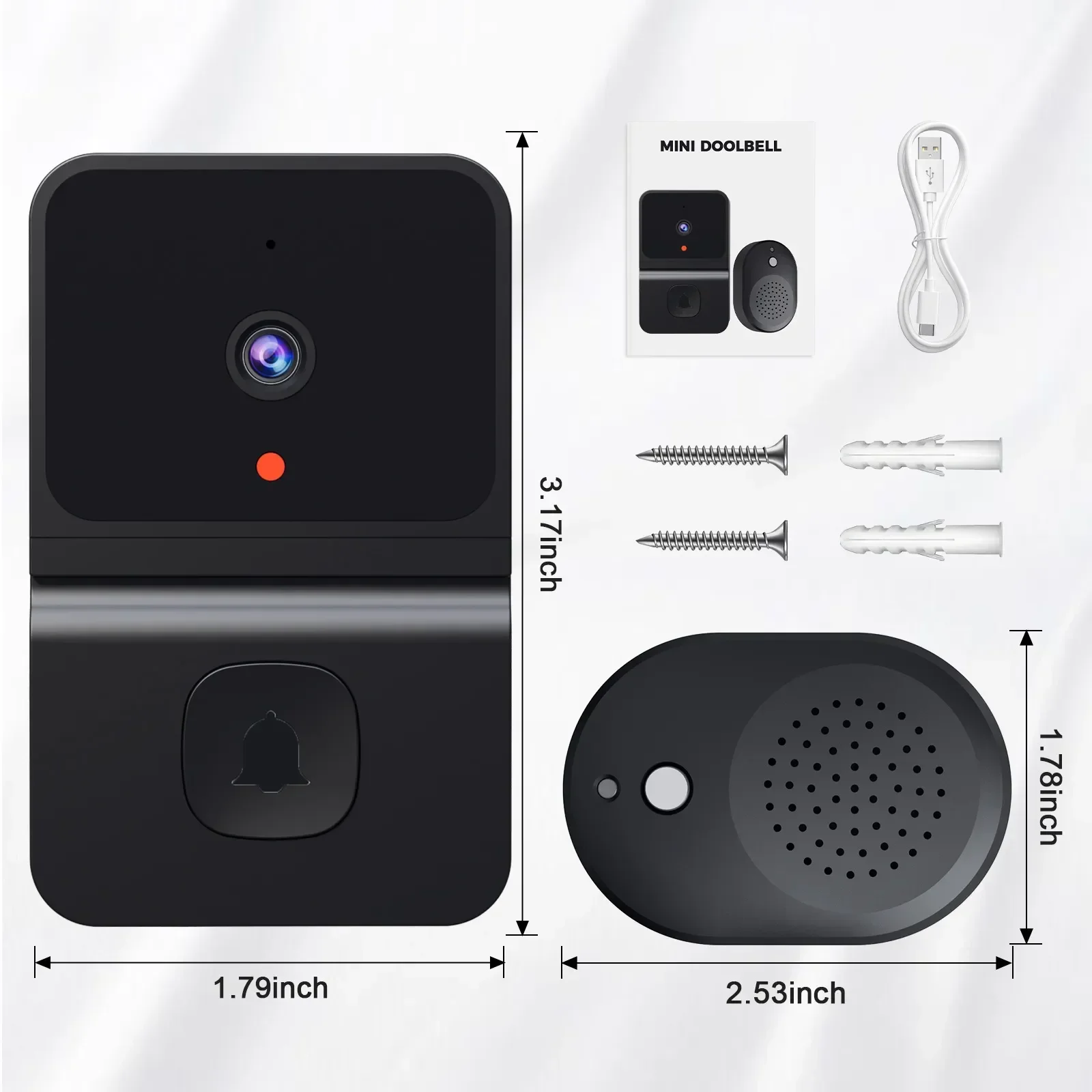 Timbre inalámbrico WiFi para exteriores, timbre de puerta de seguridad HD, visión nocturna, intercomunicador de Video, cambio de voz para el hogar, teléfono inteligente