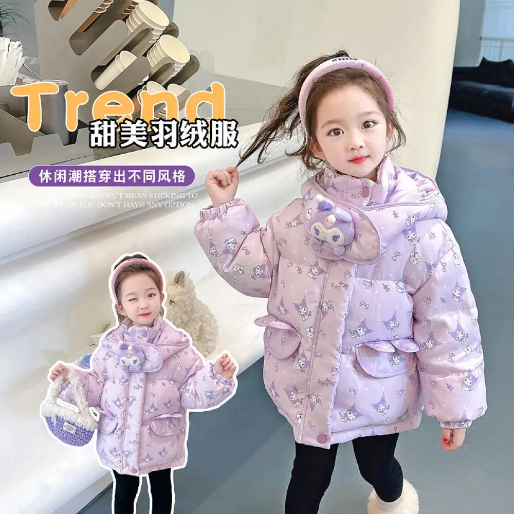 

Sanrio Kuromi Girls' Down Jacket Cartoon Children's Coat New Autumn and Winter Children's Thickened Winter Warm Style Jacket