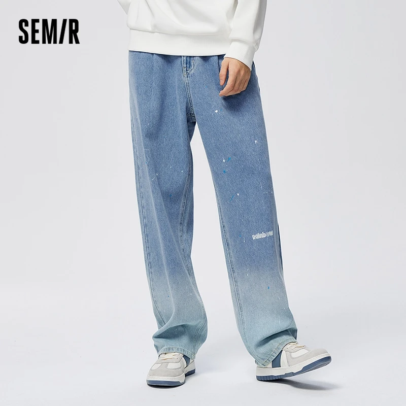 Semir Jeans Men 2023 Spring Loose Straight Tube New Daily Casual Street Gradient Fashion Pants