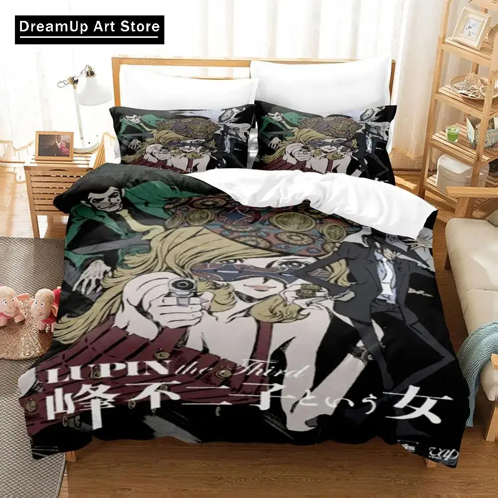 3D Print Lupin the Third Mine Fujiko Anime Bedding Set Boys Girls Twin Queen Full Size Duvet Cover Pillowcase Bed Adult Bedroom