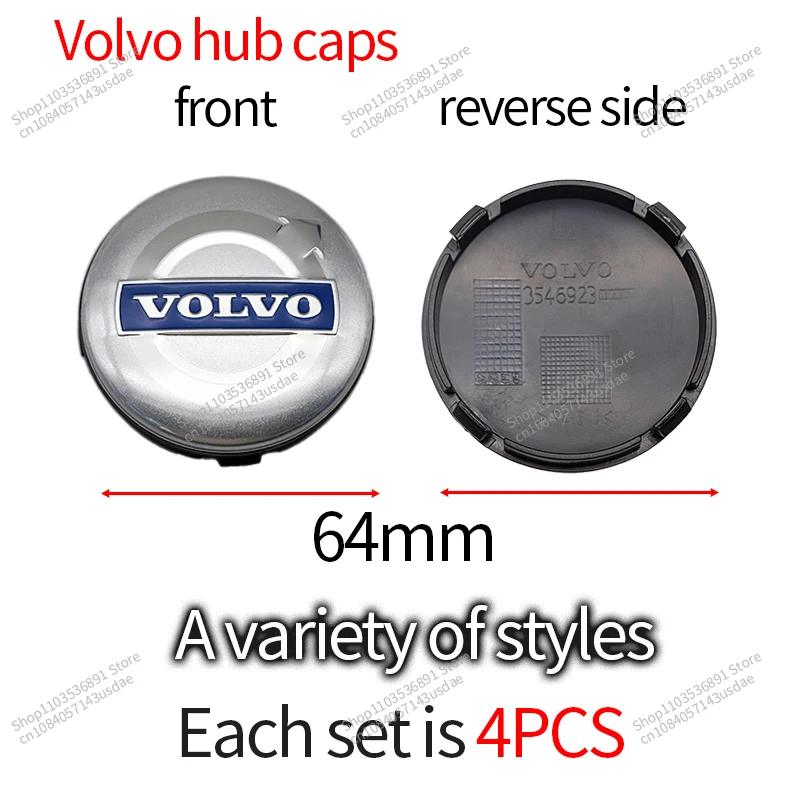 4Pcs Car Wheel Center Cover Stickers Hub Cap Auto Decoration Accessories For Volvo S40 S80L S60 S90 XC40 XC60 XC90 V40 V60 V90