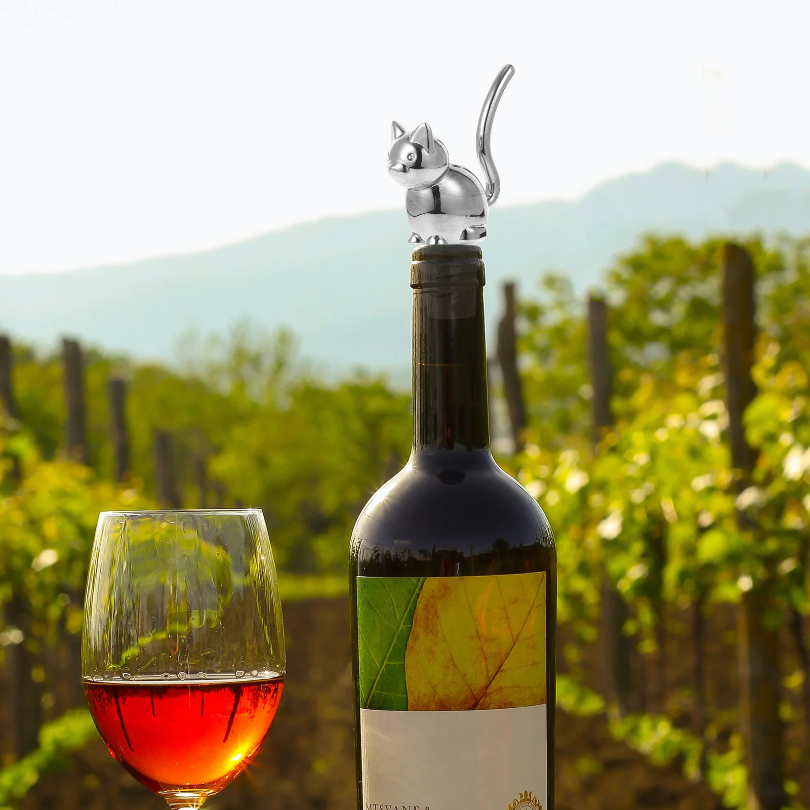 

Alloy Wine Vacuum Stopper Cat Shaped Bottle Sealer Fresh Keeper Reusable Kitten Design Kitchen Tool For Home Bar Party Wedding