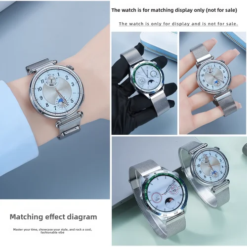 Imagen 2 del producto Milanes correa dorada clara para Huawei Watch GT6 GT5Pro 42mm correa de reloj para Huawei Watch 5/4/3 pulsera de Metal estilo botón 18mm 22mm