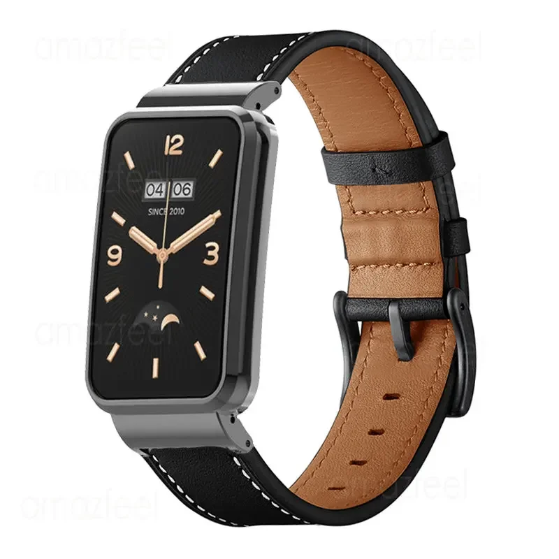 Leather Strap For Mi Band 7 Pro Smart Band Accessories Bracelets + Metal Cover For xiaomi band 7 pro Watchband Protective Case