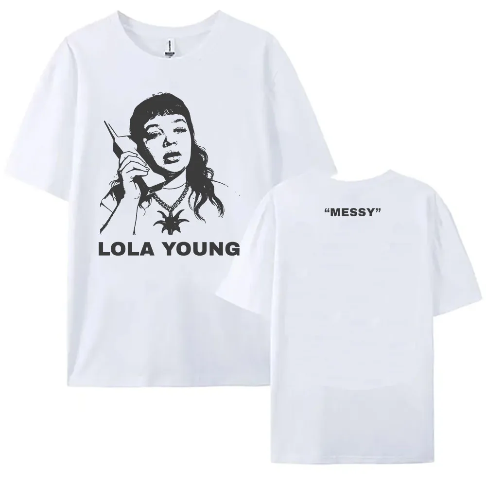 

Футболка Lola Young Messy Album с коротким рукавом, хлопковые летние женские футболки, модные футболки с принтом певицы, женская футболка с круглым вырезом