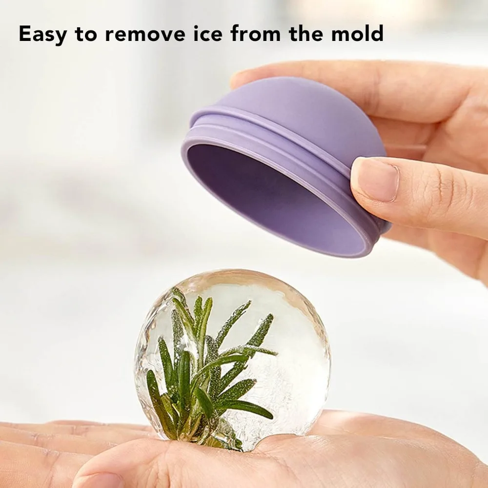 2 Pack Light Bulb Shaped Ice Ball Molds, Purple & Yellow Large Sphere Silicone Ice Makers with Screw Sealed Lid, Easy Release Round Ice Cube Molds for Whiskey, Bourbon, Cocktails, Beverages