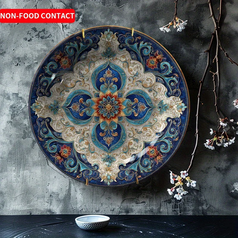 Vintage Ceramic Decorative Wall Plate - Round Ornate Non-Food Contact Wall Art Suitable for Home Decor, Perfect Gift for