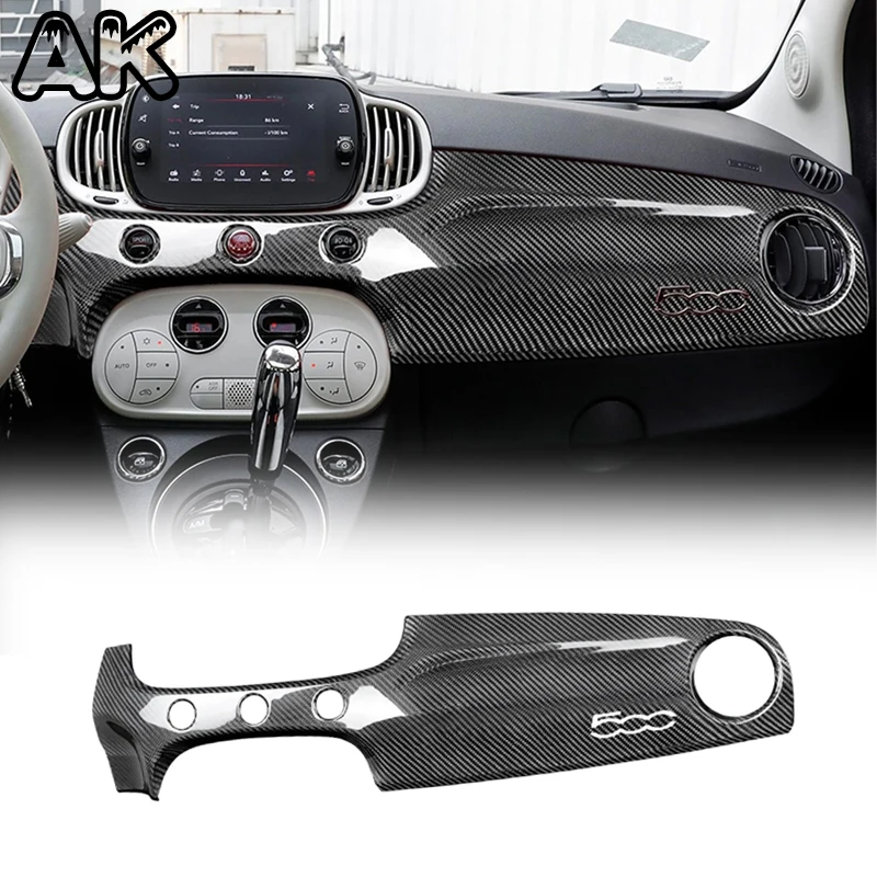 For Fiat 500/Abarth 595 695 595C 695C 2007-2015 Real Carbon Fiber Car Co-Pilot Dashboard Trim Panel Cover Trim Car Accessories