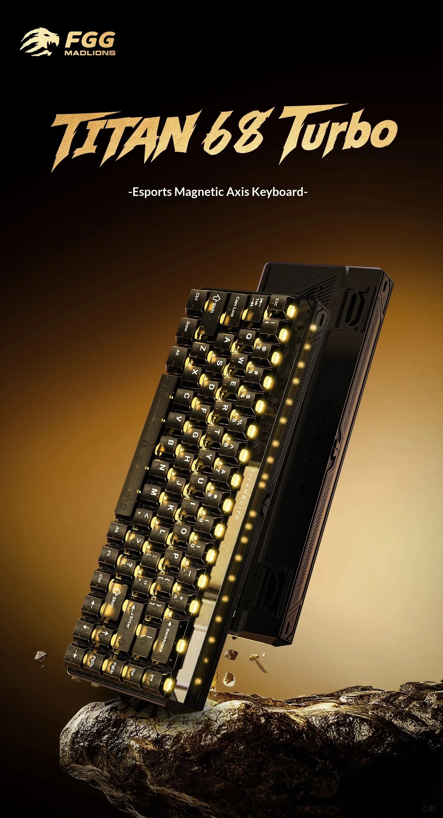 

FGG Madlions TITAN68 Turbo E-sports Magnetic Switch Mechanical Keyboard GaAs Hall Carbon Fiber Wired 0.001mm RT 0.08ms 8KHz Hots