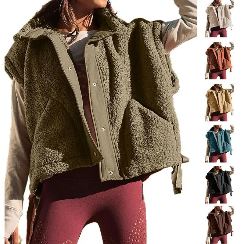 Molitree Women's Oversized Fce Vest Sleeveless Casual Style Other Material 100% Suitable for Pear Shaped Body Type