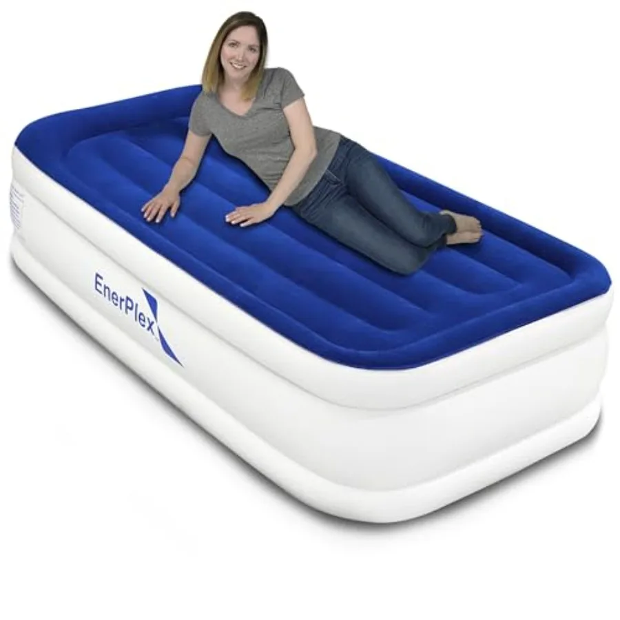 

Twin Air Mattress with Built in Pump - 13" Luxury Size Self-Inflating Blow Up Mattress with Neck Support - Inflatable Air Bed f