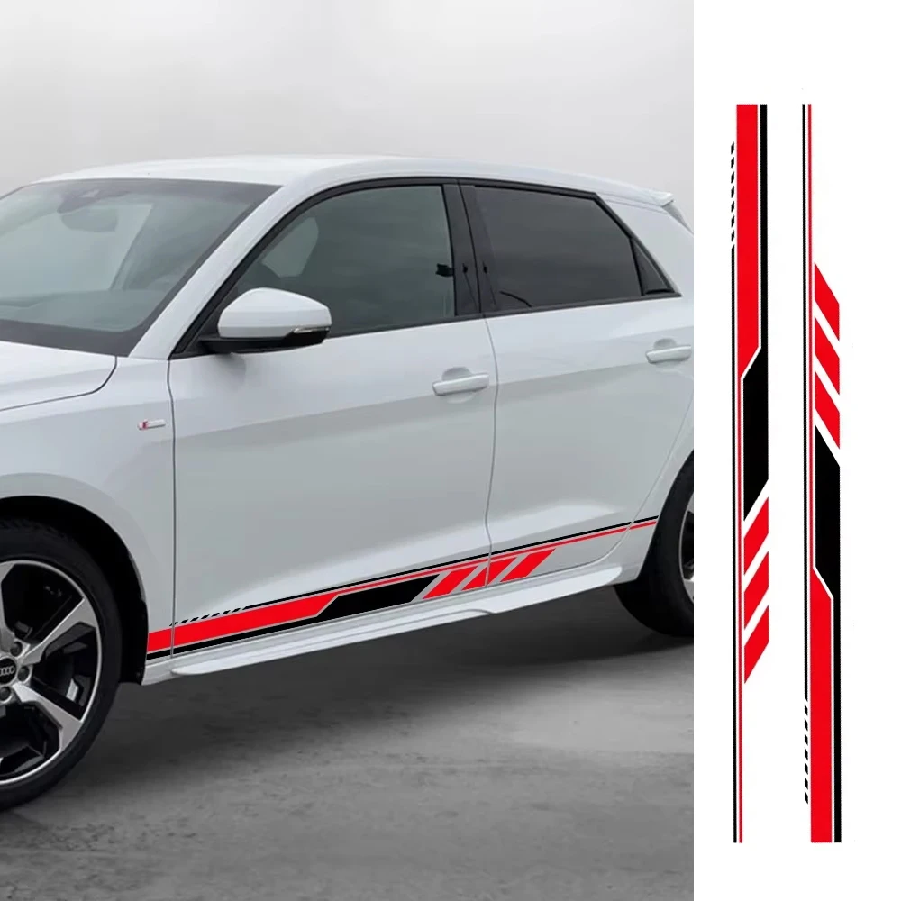 

2Pcs Car Side Door Sticker Racing Stripe Graphics For Audi A1 8X GB GBA Sportback Quattro Ego Plus TFSI E-Tron Urban Decoration