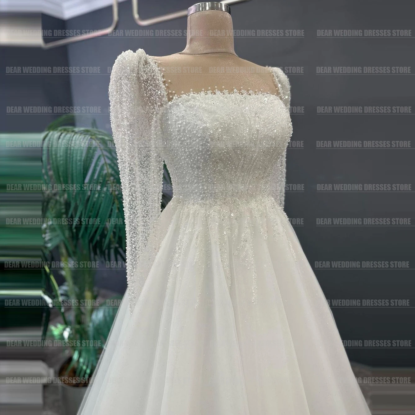 Semplici perline delicate una linea abiti da sposa per le donne 2024 Sexy colletto quadrato pizzo Tulle abiti da sposa con paillettes abiti senza schienale