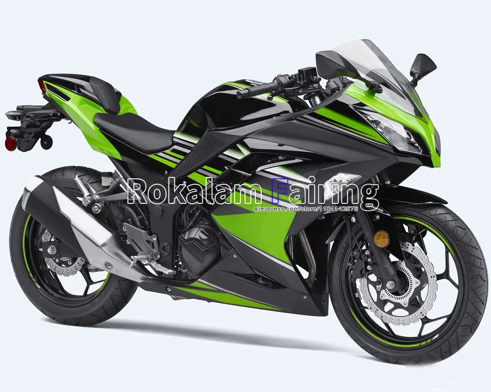 

Комплект обвесов для Kawasaki Ninja EX 300R 2013-2016 EX300 Ninja300 EX 300, зеленый с черным, мотоциклетный обтекатель (литье под давлением)