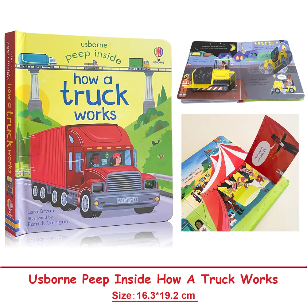 

Usborne Peep Inside How A Truck Works, образовательная английская книжка с картинками для детей, детские 3D-настольные книги для чтения перед сном