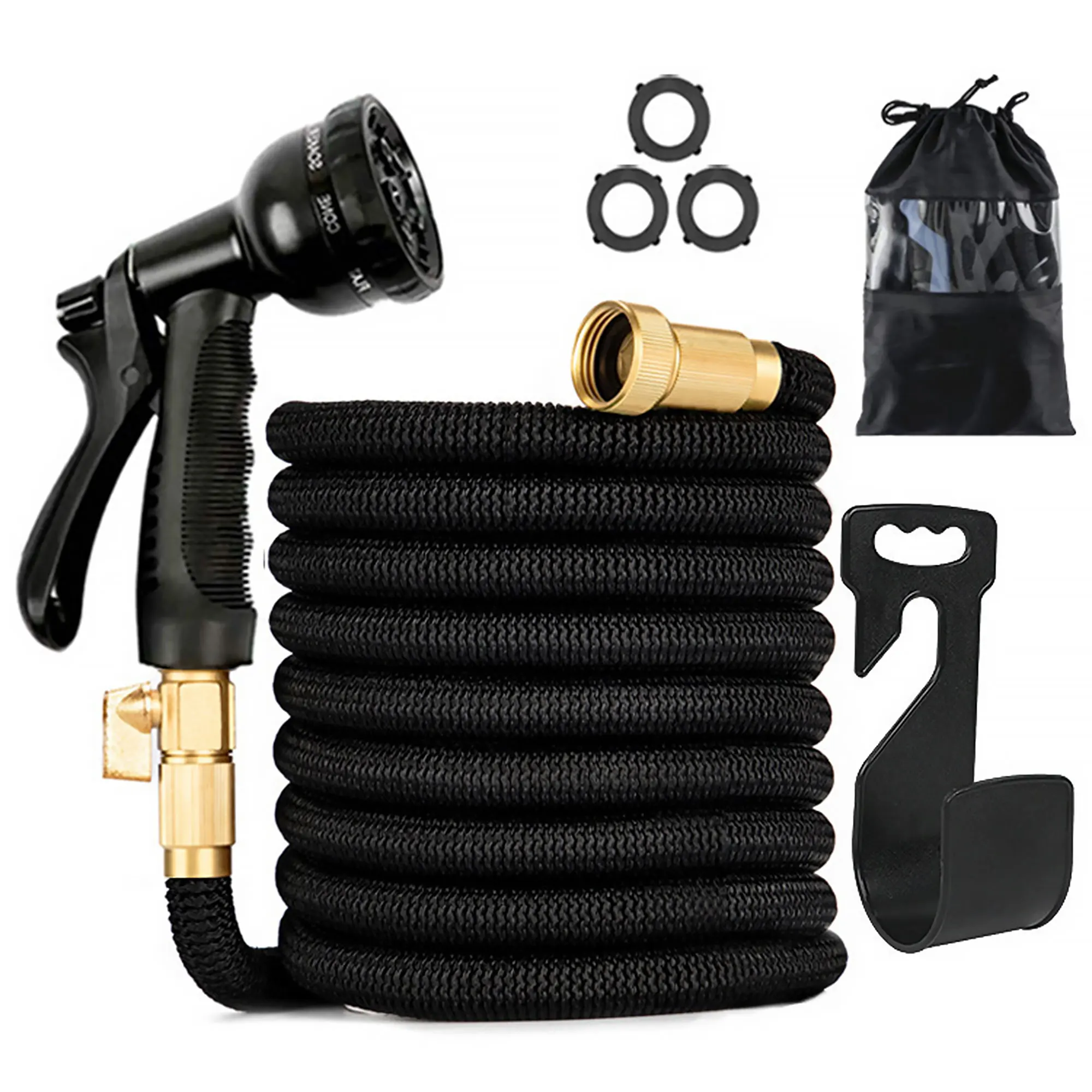 

Garden Hose Expandable,With 8-Pattern Spray Nozzle, Leak Proof, Kink-Free, Portable Hose for Yard, Lawn, Black