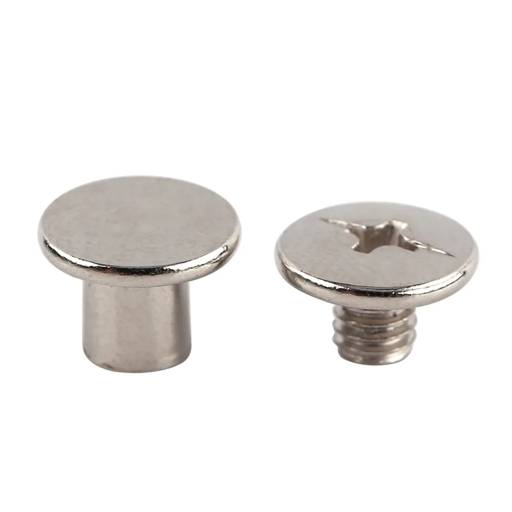 200pcs Rivets Nickel Plated Binding Screws Flat Round Head Silver Nail Rivets Phillips Head M5x6mm Rivet Studs Belt Making