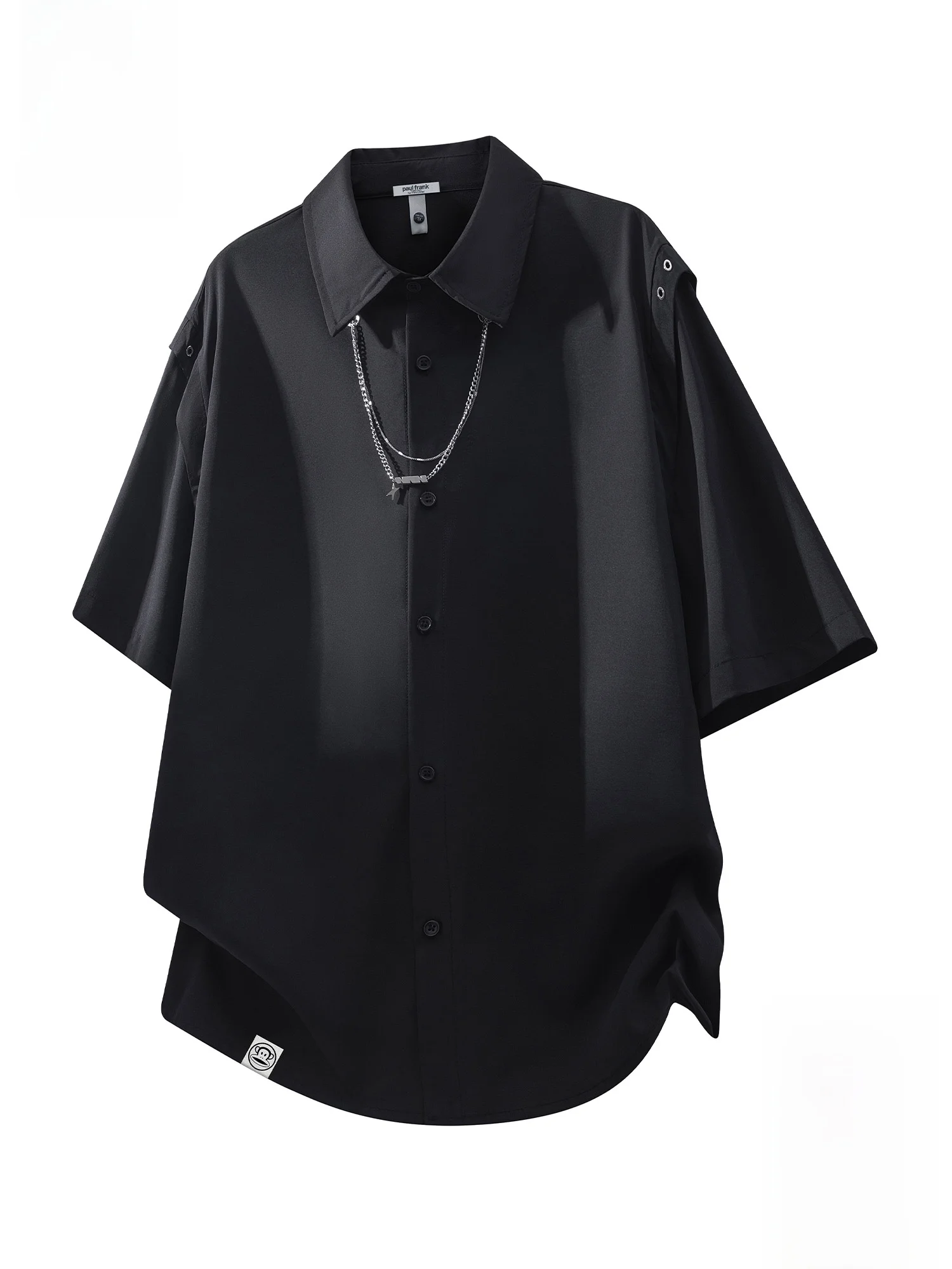 

PaulFrank Cool Monkey Design ort Sve Men's irt Summer Cool Sensation Bla Loose Fit Polyester Fiber oulder Chain De...