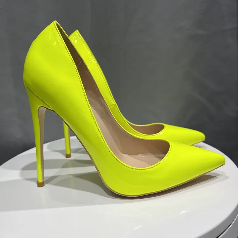 Heelgoo Green Patent Woman Sexy Pointy Toe Super High Heel Shoes Slip On Elegant Chic Stiletto Pumps for Party Customize 33-46