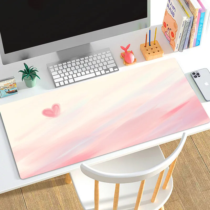 Hot Selling Simple Color Cute Pink Love Leather Table Mat Waterproof New Leather Gaming Keyboard Mat For Girls Hearts Office Mat