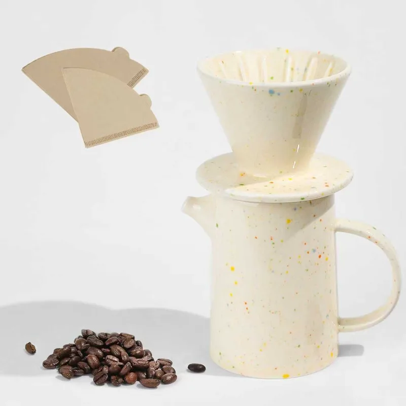 Ceramic coffee pot dripper cup one-in-one coffee bag poured into ceramic coffee pot filter set