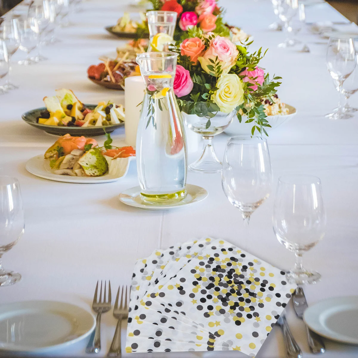 20pcs Black Dots Printed Napkins Premium Absorbent Disposable Dinner Paper Towels For Wedding Birthday Party Colorful Tissue